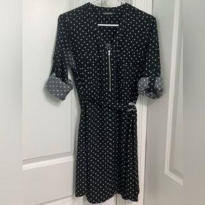 Express black and white shirt dress.